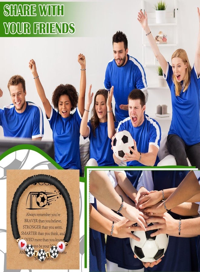 Ecation 20 Set Soccer Bracelets Team Gift Bulk Adjustable Sport Bead Ball Charm Bracelet with Inspirational Card for Sport Soccer Ball Team Lovers Players Gifts Birthday Party Favors(Black) - Image 5